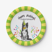 あなたのボーダーコリー犬のパーティーとのハッピーバースデー ペーパープレート