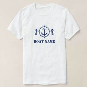 あなたのボートの名前の濃紺のタツノオトシゴのいかり Tシャツ