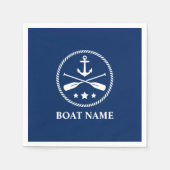 あなたのボートまたは名前いかりオール&スターズネイビーブルー スタンダードカクテルナプキン (正面)