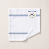 あなたのボートまたは名前いかり金ゴールドローレルストライプズホワイト バスタオルセット (ウォッシュタオル)