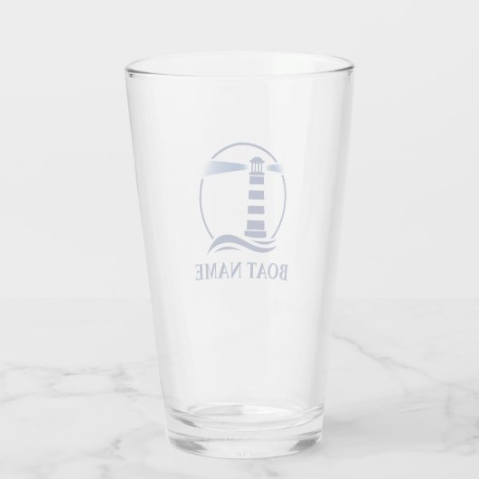 あなたのボートまたは名前クラシックライトハウスネイビーブルー タンブラーグラス (裏面)