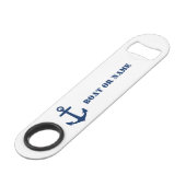 あなたのボートまたは名前航海のいかりネイビーブルーホワイト スピード栓抜き (正面アングル)