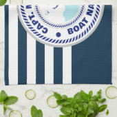 あなたのボート名いかりブルーホワイト キッチンタオル (折り畳み)