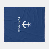 あなたのボート名いかりブルー フリースブランケット (正面(横))