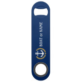 あなたのボート名いかり金ゴールドスタイルローレルブルー スピード栓抜き (正面)