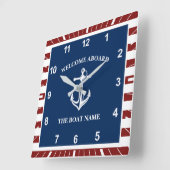 あなたのボート名いかり スクエア壁時計 (傾斜)