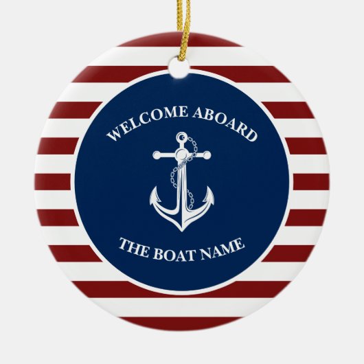 あなたのボート名いかり セラミックオーナメント (正面)