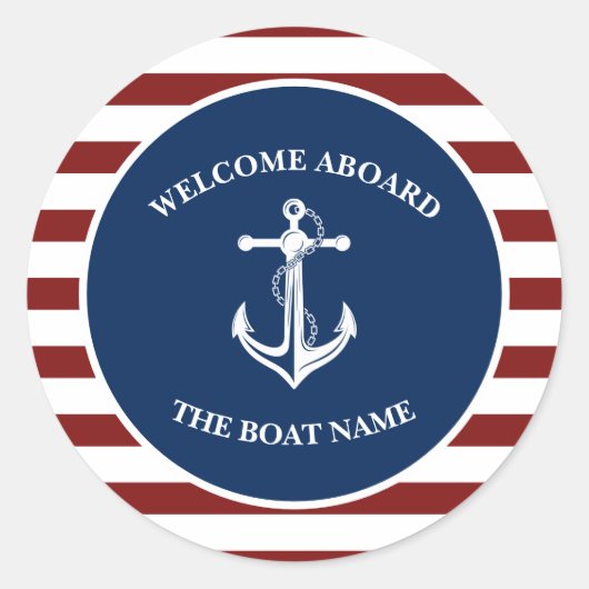 あなたのボート名いかり ラウンドシール (正面)