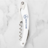 あなたのボート名いかり&白のクロスされたオール ソムリエナイフ (正面)