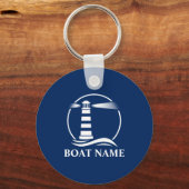 あなたのボート名とクラシック灯台 キーホルダー (正面)