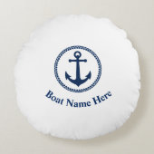 あなたのボート名と海のいかり ラウンドクッション (正面)