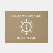 あなたのボート名のいかりクリーム歓迎ボードのDoormat ドアマット (正面)