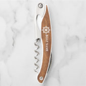 あなたのボート名は船舶車輪ヘルムウッドスタイル ソムリエナイフ (正面)