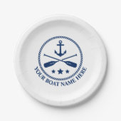 あなたのボート名または文字いかり&クロストオール ペーパープレート (正面)