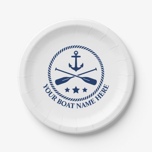 あなたのボート名または文字いかり&クロストオール ペーパープレート (正面)