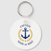 あなたのボート名キャプテンいかり金ゴールドローレルホワイト キーホルダー (裏面)
