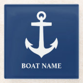 あなたのボート名クラシックいかりプレミアムコースター ガラスコースター (正面)