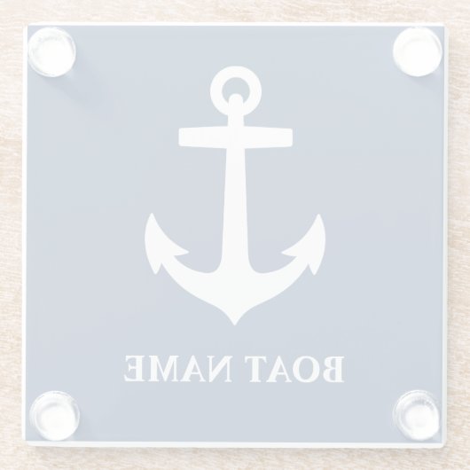 あなたのボート名クラシックいかりプレミアムコースター ガラスコースター (裏面)