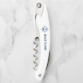 あなたのボート名コンパスいかりオンホワイト ソムリエナイフ (正面)