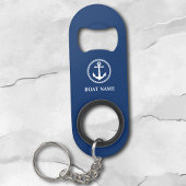あなたのボート名シーいかりブルー キーホルダー栓抜き