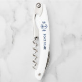 あなたのボート名シーホースいかりオンホワイト ソムリエナイフ (正面)