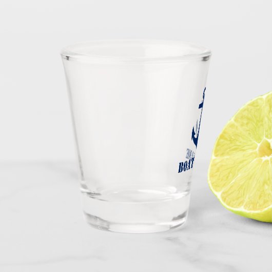 あなたのボート名ネイビーブルーいかり ショットグラス (左)
