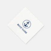 あなたのボート名ネイビーブルーロープ&いかり スタンダードカクテルナプキン (角)