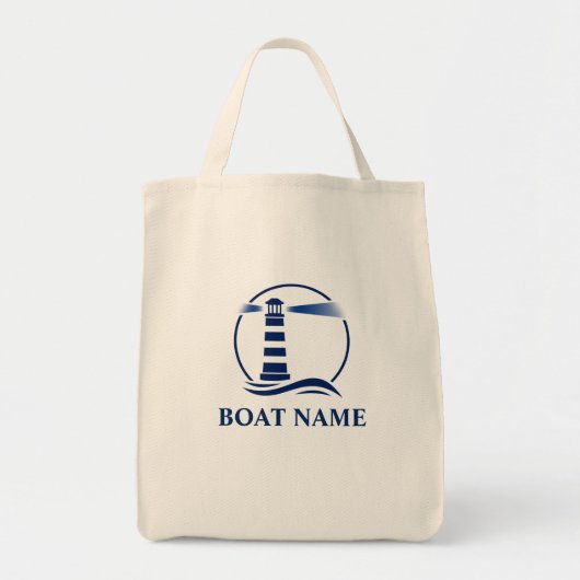 あなたのボート名ライトハウスエコフレンドリー食料品 トートバッグ (正面)