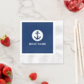 あなたのボート名ロープ&いかりブルーカクテル 縁ありカクテルナプキン (インサイチュ)