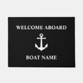 あなたのボート名ヴィンテージいかりブラックウェルカムアボード ドアマット (正面)