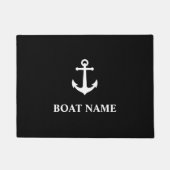 あなたのボート名ヴィンテージいかりブラック ドアマット (正面)