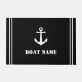 あなたのボート名ヴィンテージモダンブラック ドアマット (正面)