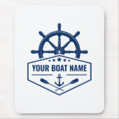 あなたのボート名航海のいかりオーズヘルムホイール マウスパッド (正面)