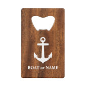 あなたのボート名航海のいかりクラシックウッドスタイル クレジットカード栓抜き (正面)