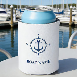 あなたのボート名航海のいかりコンパスネイビーホワイト 缶クーラー