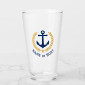 あなたのボート名航海のいかり金ゴールドローレルスター タンブラーグラス (正面)