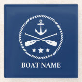 あなたのボート名&いかりオール&スターズ ガラスコースター (正面)
