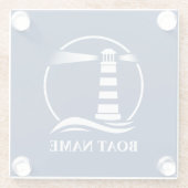 あなたのボート名&クラシック灯台 ガラスコースター (裏面)