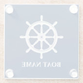 あなたのボート名&船ホイールヘルム ガラスコースター (裏面)