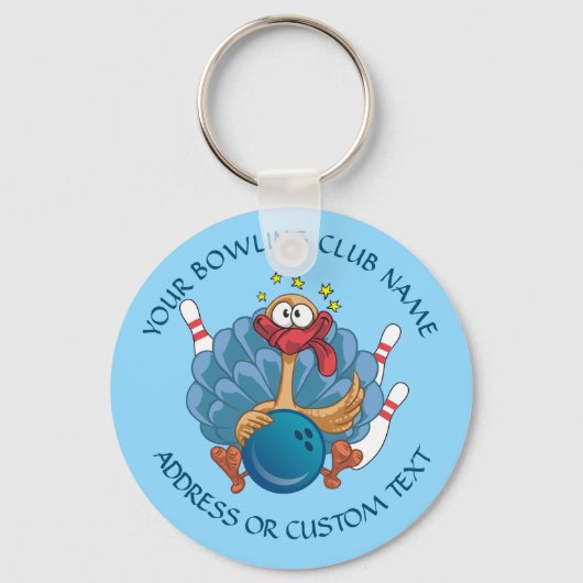 あなたのボーリングクラブ名の所有者と野生のトルコ キーホルダー (正面)