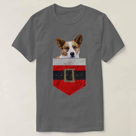 あなたのポケットに犬サンタカーディガンウェルシュコーギー-865 Tシャツ (デザイン正面)