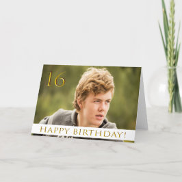 あなたのポートレート写真と少年のための16歳の誕生日 カード