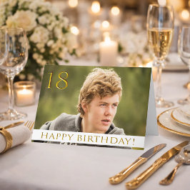 あなたのポートレート写真と少年のための18歳の誕生日 カード