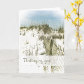 あなたのマイルのビーチの砂の塀の考えることを渡って カード (黄色い花)