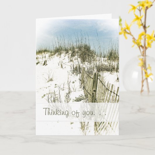 あなたのマイルのビーチの砂の塀の考えることを渡って カード (黄色い花)
