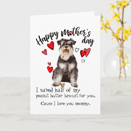 あなたのミニチュア・シュナウツァーからの幸せな母の日 カード (黄色い花)