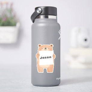 あなたのメッセージまたは名前かわいいクマ保持標識 シール