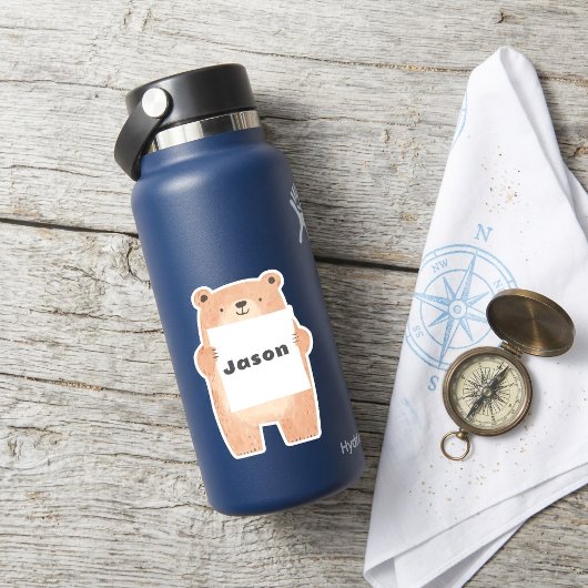 あなたのメッセージまたは名前のキュートなクマのサイン シール