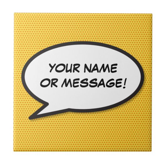 あなたのメッセージスピーチバブル 楽しいレトロ漫画 タイル (正面)