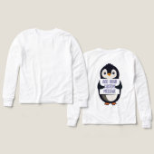 あなたのメッセージ用のプレートを持つ元気なペンギン (デザイン 正面&背面)